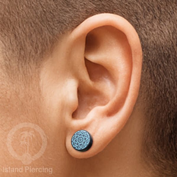 Fake Wood Plugs, Anting Plug kayu ukiran tangan yang sistem mur bisa pakai semua telinga