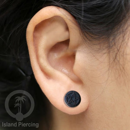 Fake Wood Piercing, Anting Plug kayu sistem push dari kayu Sawo  banyak variasi