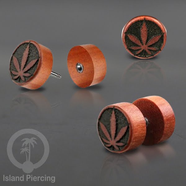 Fake Wood Piercing, Anting Plug kayu sistem push dari kayu Sawo  banyak variasi