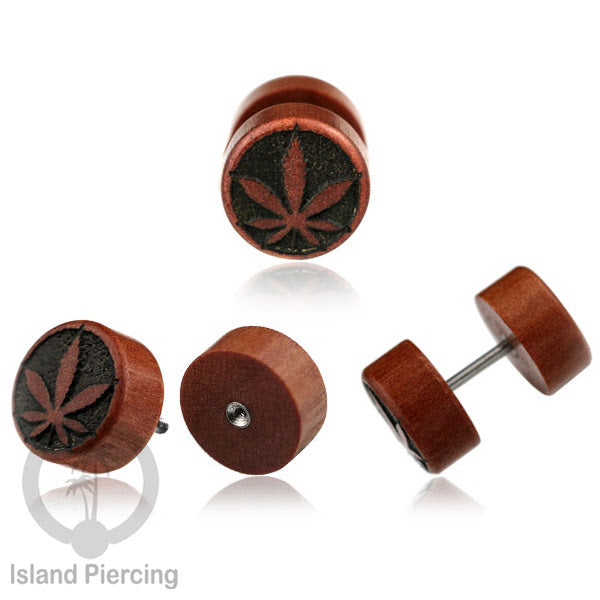 Fake Wood Piercing, Anting Plug kayu sistem push dari kayu Sawo  banyak variasi