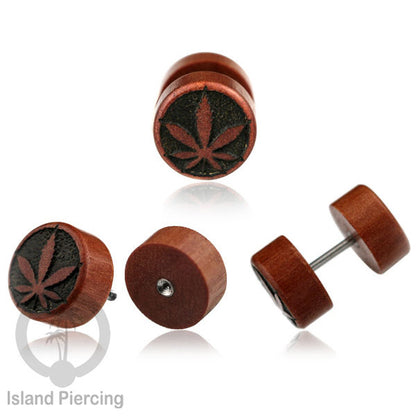 Fake Wood Piercing, Anting Plug kayu sistem push dari kayu Sawo  banyak variasi