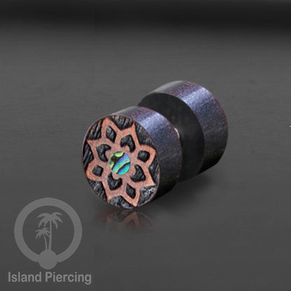 Fake Plug Piercing, Anting Tindik Plug pakai sistem mur ukiran Kayu Sawo dengan variasi batu