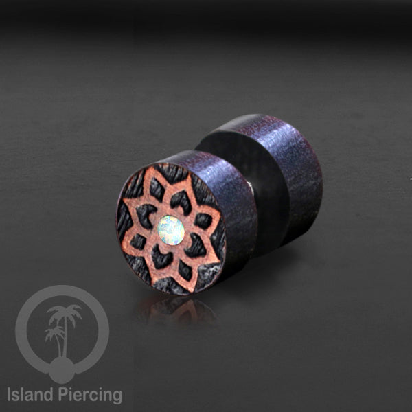 Fake Plug Piercing, Anting Tindik Plug pakai sistem mur ukiran Kayu Sawo dengan variasi batu