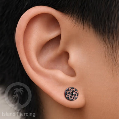 Fake Plug Piercing, Anting Tindik Plug pakai sistem mur ukiran Kayu Sawo dengan variasi batu