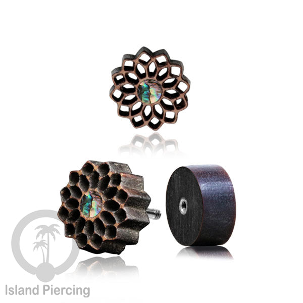 Fake Plug Piercing, Anting Tindik Plug pakai sistem mur ukiran Kayu dengan batu asli.