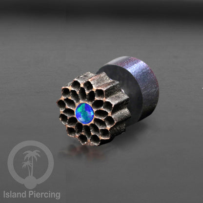 Fake Plug Piercing, Anting Tindik Plug pakai sistem mur ukiran Kayu dengan batu asli.