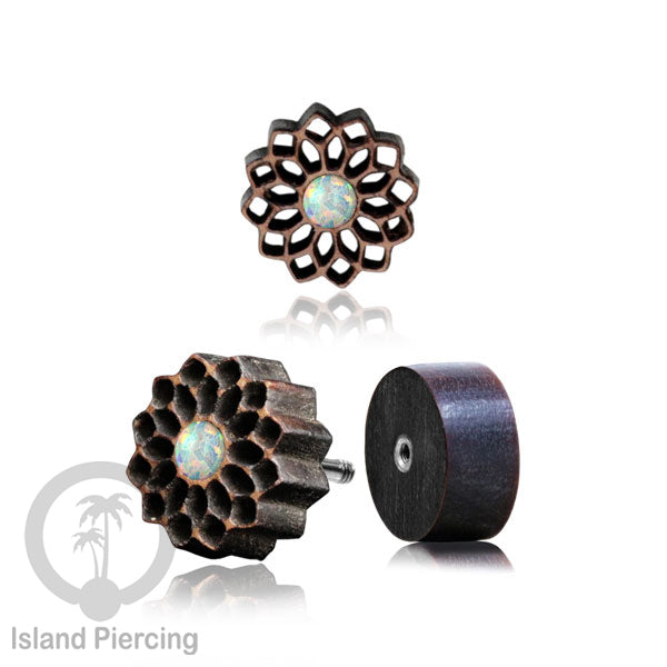 Fake Plug Piercing, Anting Tindik Plug pakai sistem mur ukiran Kayu dengan batu asli.
