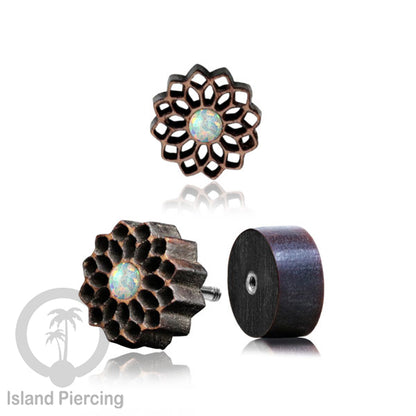 Fake Plug Piercing, Anting Tindik Plug pakai sistem mur ukiran Kayu dengan batu asli.