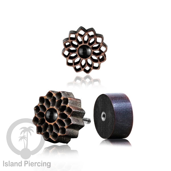 Fake Plug Piercing, Anting Tindik Plug pakai sistem mur ukiran Kayu dengan batu asli.