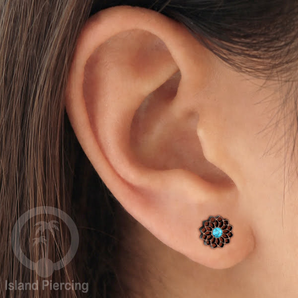 Fake Plug Piercing, Anting Tindik Plug pakai sistem mur ukiran Kayu dengan batu asli.