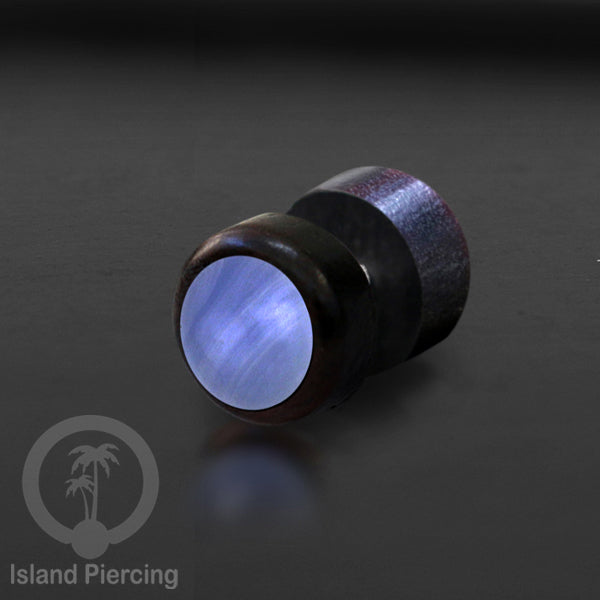 Fake Plug Piercing, Anting Tindik Plug bahan Kayu pakai sistem mur dengan batu asli ukuran 8mm