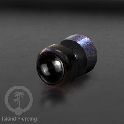 Fake Plug Piercing, Anting Tindik Plug bahan Kayu pakai sistem mur dengan batu asli ukuran 8mm