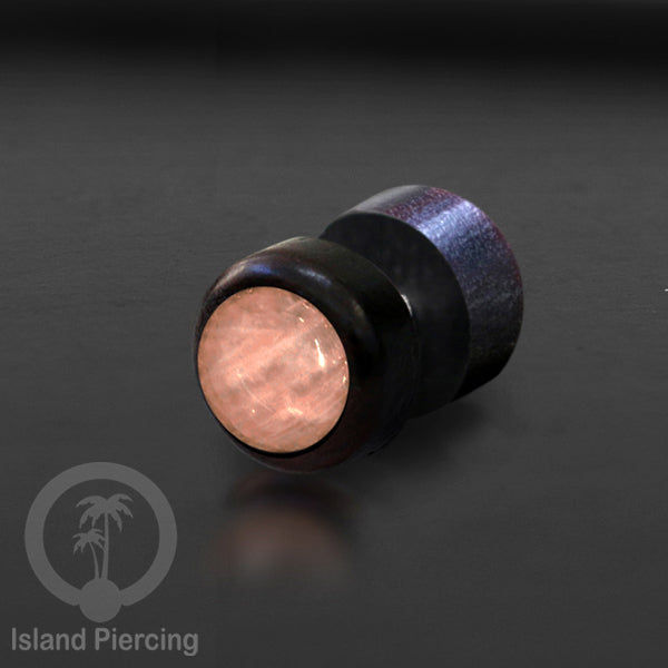 Fake Plug Piercing, Anting Tindik Plug bahan Kayu pakai sistem mur dengan batu asli ukuran 8mm