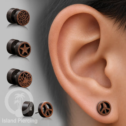 Fake Plug Piercing, Anting Tindik Plug ukiran Kayu pakai sistem mur model istimewa dan unik