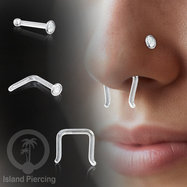 Nose Piercing Jewelry Perhiasan Hidung Nose Ring bahan Kaca Pyrex warna Bening, Glass Nose Jewelry