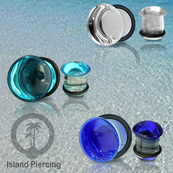 Anting Plug dari piercing kaca Pyrex single flair dengan pilihan warna.
