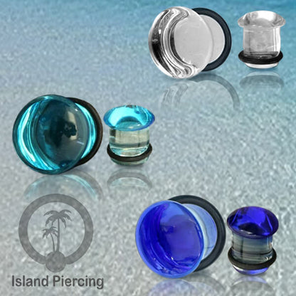 Anting Plug dari piercing kaca Pyrex single flair dengan pilihan warna.