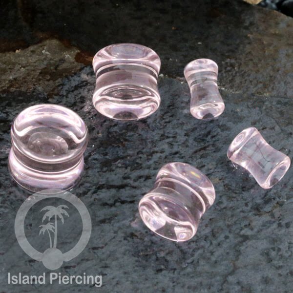 Anting Plug dari piercing  buat dari kaca Pyrex. Tindik plug warna transparan pink dan aqua