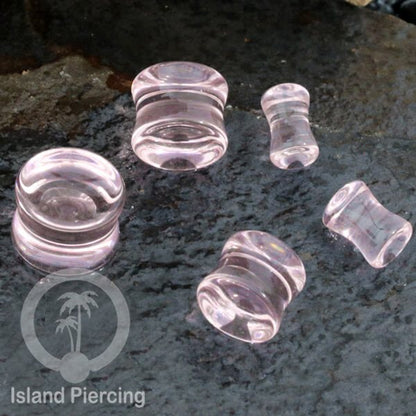 Anting Plug dari piercing  buat dari kaca Pyrex. Tindik plug warna transparan pink dan aqua