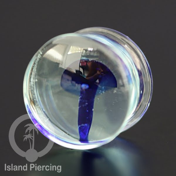 Plug kaca Piercing dengan motif jamur, jelly fish dan spiral. Tindik earplug kaca berkualitas