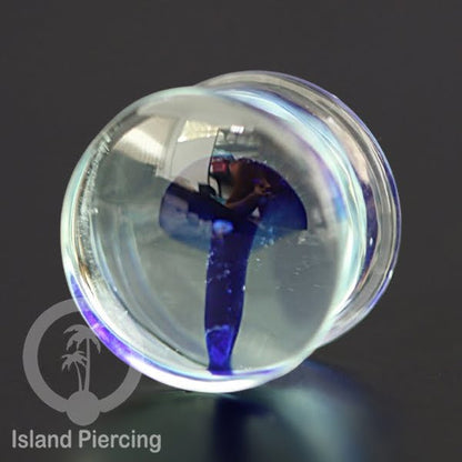 Plug kaca Piercing dengan motif jamur, jelly fish dan spiral. Tindik earplug kaca berkualitas