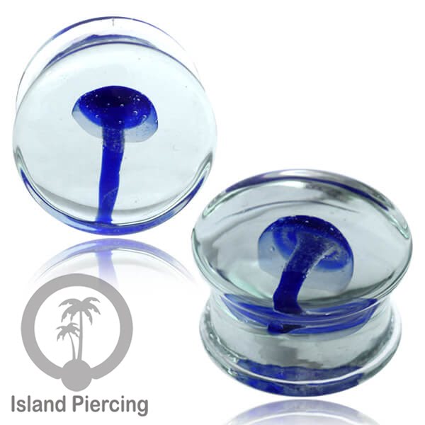 Plug kaca Piercing dengan motif jamur, jelly fish dan spiral. Tindik earplug kaca berkualitas