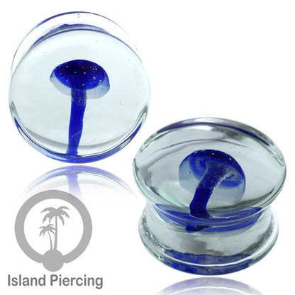 Plug kaca Piercing dengan motif jamur, jelly fish dan spiral. Tindik earplug kaca berkualitas