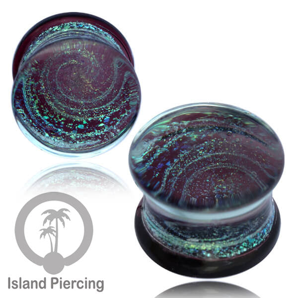 Plug kaca Piercing dengan motif jamur, jelly fish dan spiral. Tindik earplug kaca berkualitas