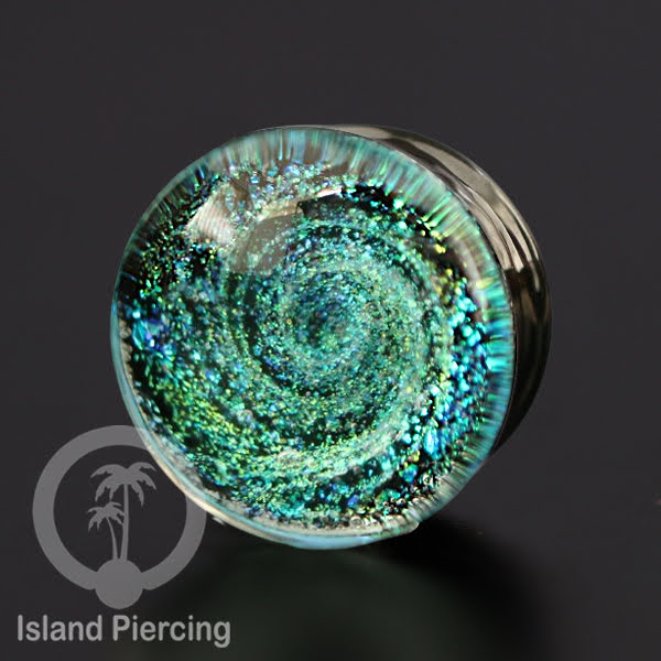 Plug kaca Piercing dengan motif jamur, jelly fish dan spiral. Tindik earplug kaca berkualitas