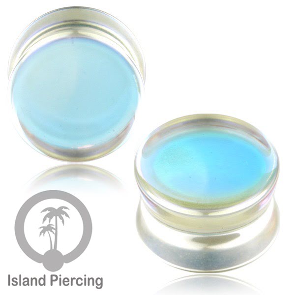 Plug kaca tindik piercing yang transparant. Glass Earplug with mix color variations