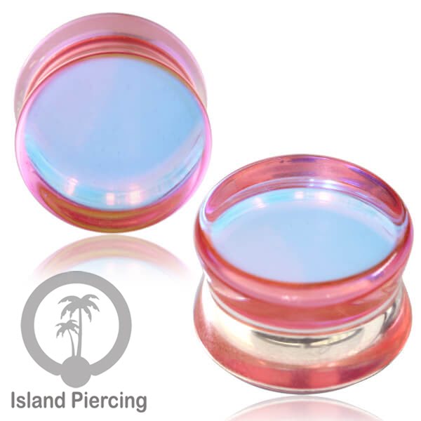 Plug kaca tindik piercing yang transparant. Glass Earplug with mix color variations
