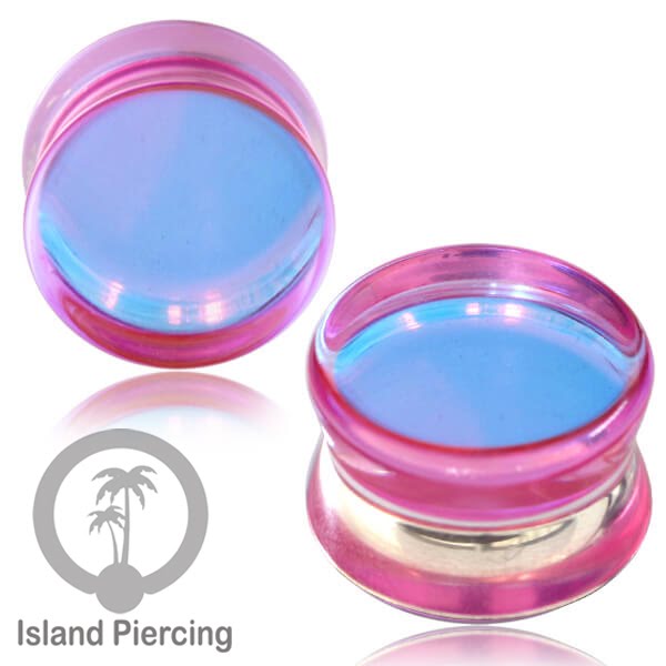 Plug kaca tindik piercing yang transparant. Glass Earplug with mix color variations