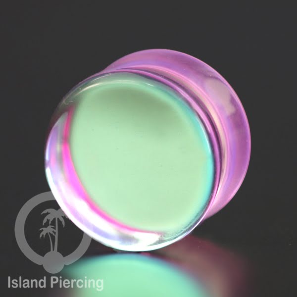 Plug kaca tindik piercing yang transparant. Glass Earplug with mix color variations