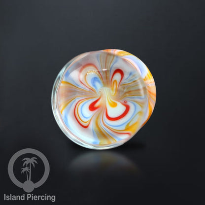 Plug kaca Piercing dengan motif sangat menarik. Tindik earplug kaca yang kualitas tinggi