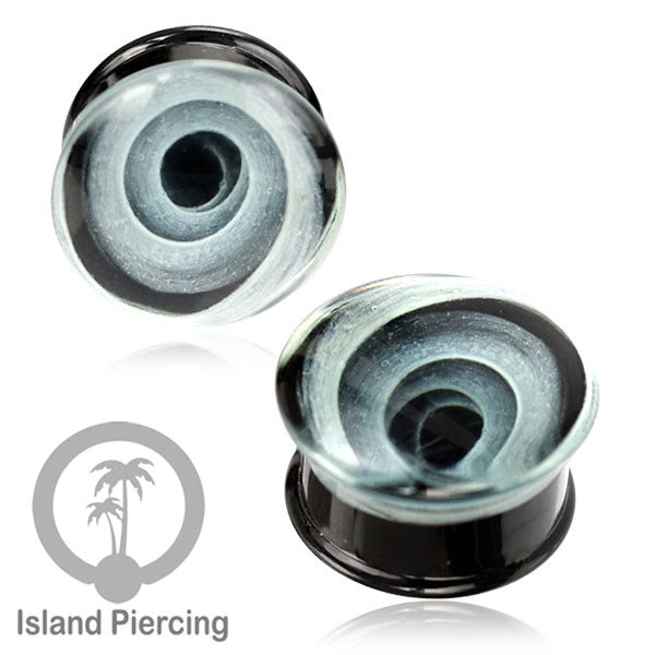 Plug kaca Piercing dengan motif sangat menarik. Tindik earplug kaca yang kualitas tinggi