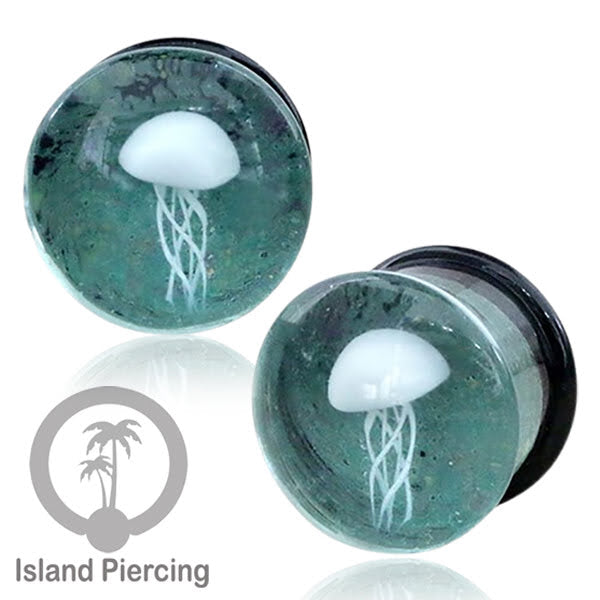 Plug kaca Piercing dengan motif sangat menarik. Tindik earplug kaca yang kualitas tinggi