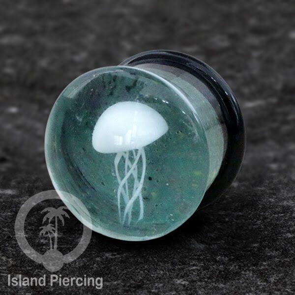 Plug kaca Piercing dengan motif sangat menarik. Tindik earplug kaca yang kualitas tinggi