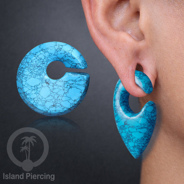 Anting Tindik Batu Turquoise Piercing khusus Lubang Telinga Besar Stone Ear Weight