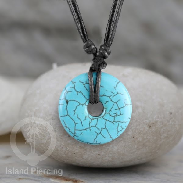 Kalung batu Turquoise Perhiasan Liontin batu Turquoise Stone necklace