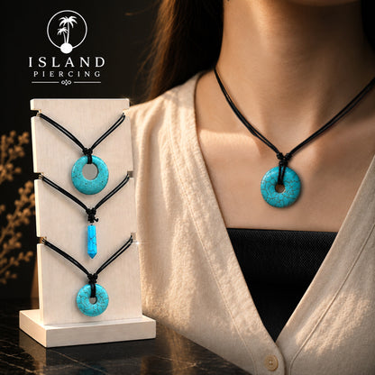 Kalung batu Turquoise Perhiasan Liontin batu Turquoise Stone necklace