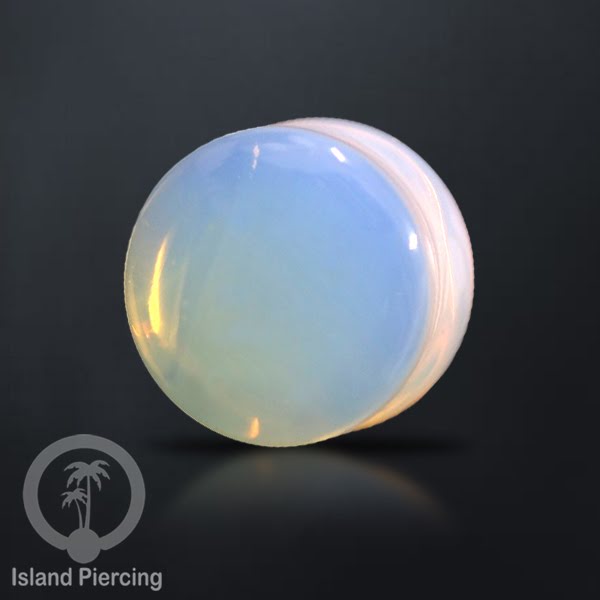 Genuine stone ear plugs tindik Piercing large Gauge, Cat Eye warna biru, Opalite dan Rose quartz