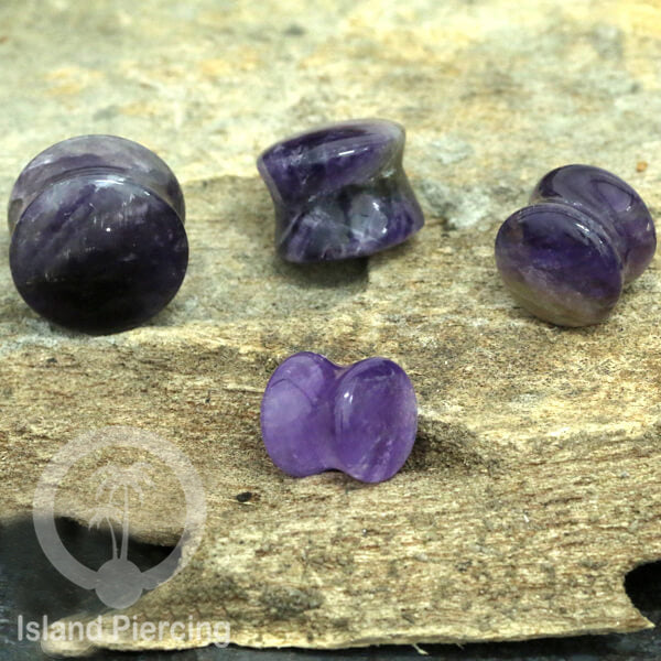 Genuine stone ear plugs untuk tinidik Piercing large Gauge, Amethyst, Lapis, Krystal gunung