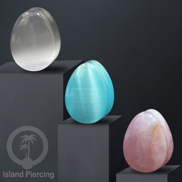 Genuine Stone Ear Plugs Tindik Plug Batu Bentuk Tetes banyak pilihan jenis batu
