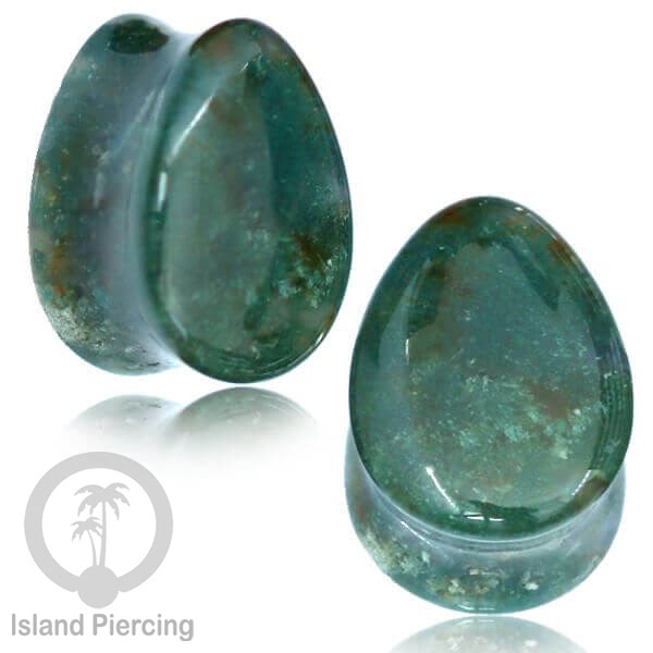 Stone Ear Plugs Tindik Plug Batu Asli, Bentuk Tetes pilihan batu Amethyst, Tiger Eye, Lapis, Moss Agate