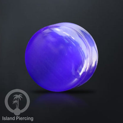 Genuine stone ear plugs tindik Piercing large Gauge, Cat Eye warna biru, Opalite dan Rose quartz