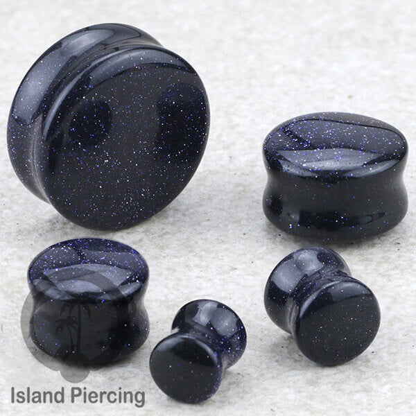 Genuine stone ear plugs untuk tinidik Piercing large Gauge, Sand stone Biru tua dan Hijau tua