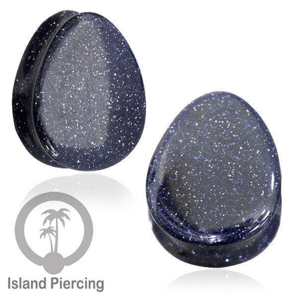 Genuine stone ear plugs untuk tinidik Piercing large Gauge, Sand stone Biru tua dan Hijau tua