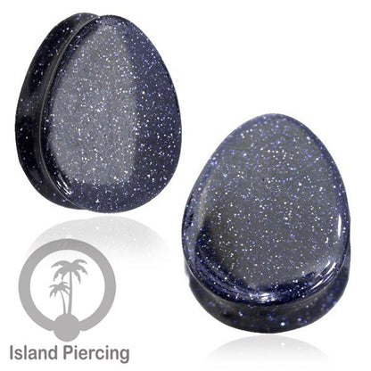 Genuine stone ear plugs untuk tinidik Piercing large Gauge, Sand stone Biru tua dan Hijau tua