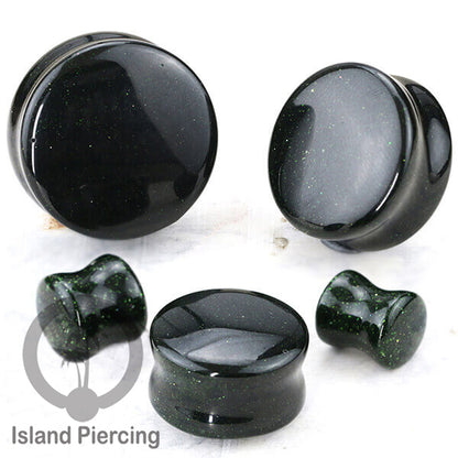 Genuine stone ear plugs untuk tinidik Piercing large Gauge, Sand stone Biru tua dan Hijau tua