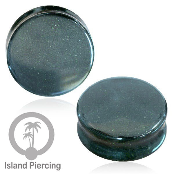 Genuine stone ear plugs untuk tinidik Piercing large Gauge, Sand stone Biru tua dan Hijau tua